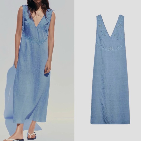 Zara Dresses & Skirts - Zara Light Blue Maxi Dress